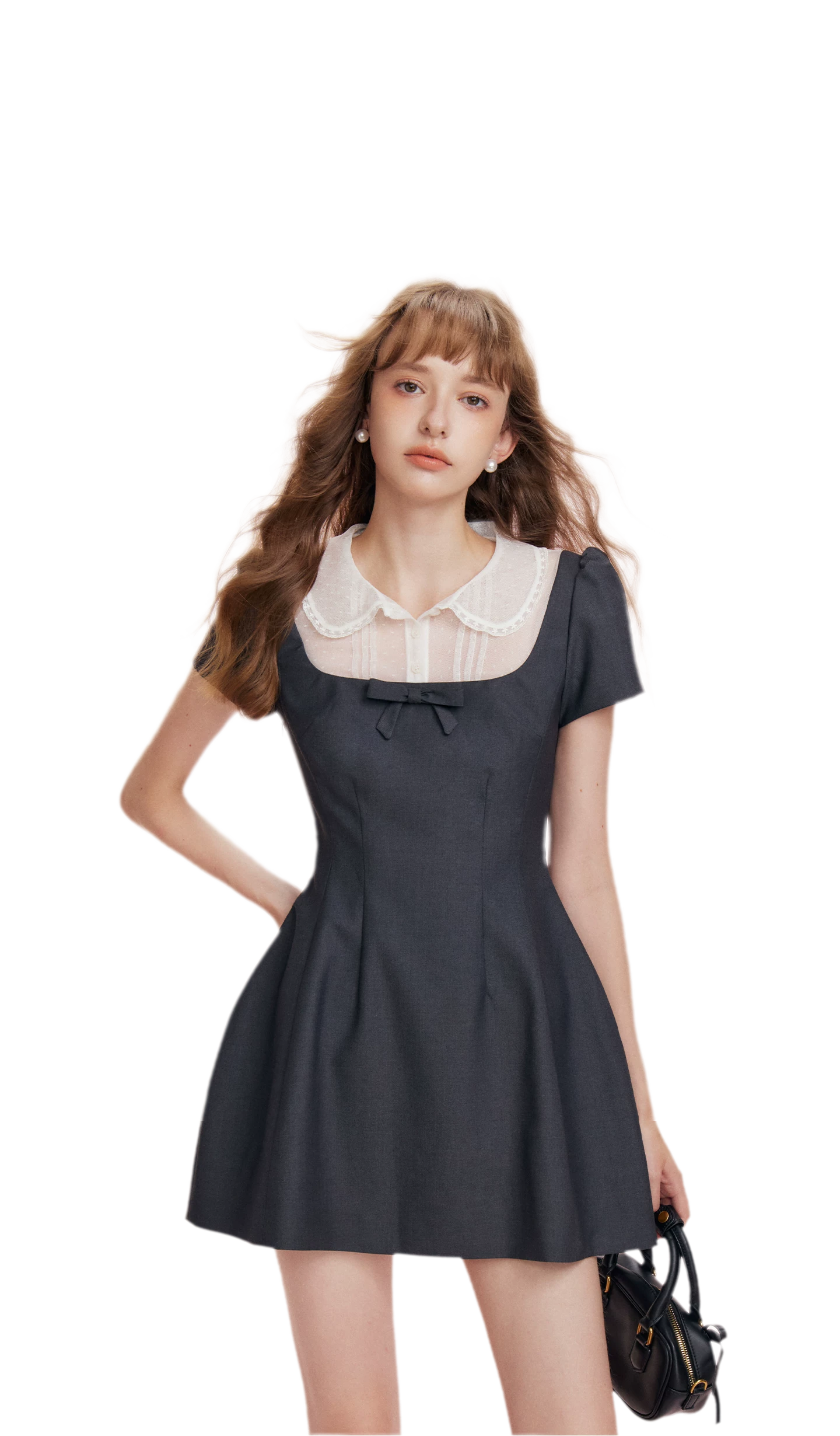 Mesh Panel Bow Waist Dress