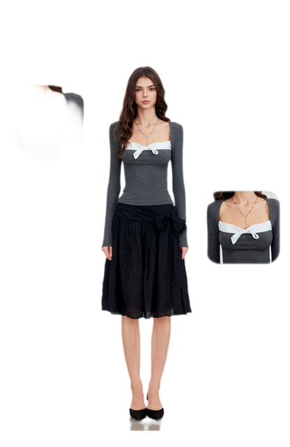 Square Neck Bow Top