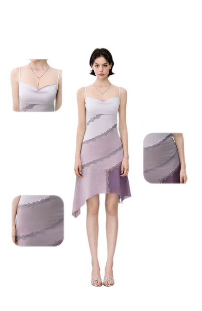 Asymmetric Satin Cami Dress