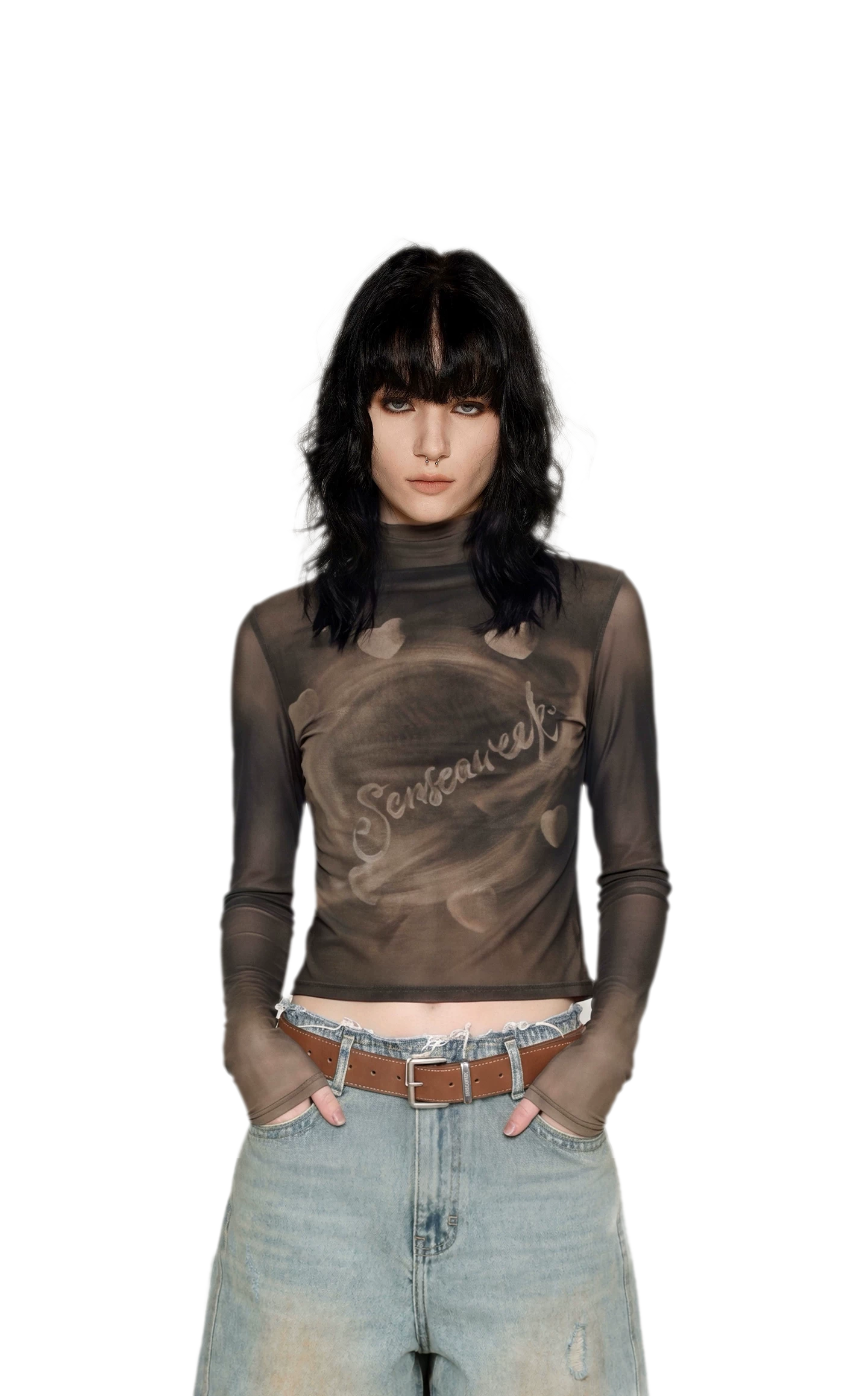 Gradient Eclipse Mesh Turtleneck