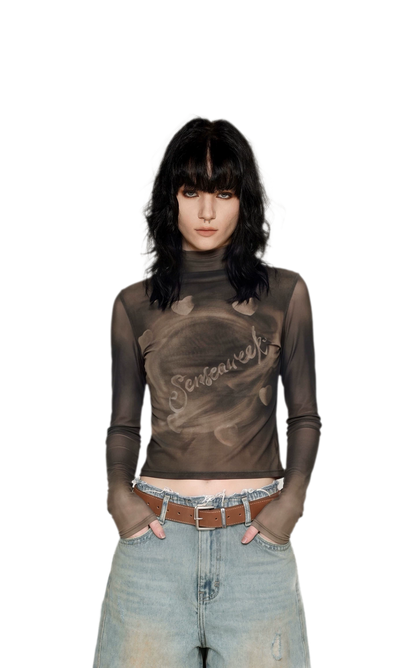 Gradient Eclipse Mesh Turtleneck