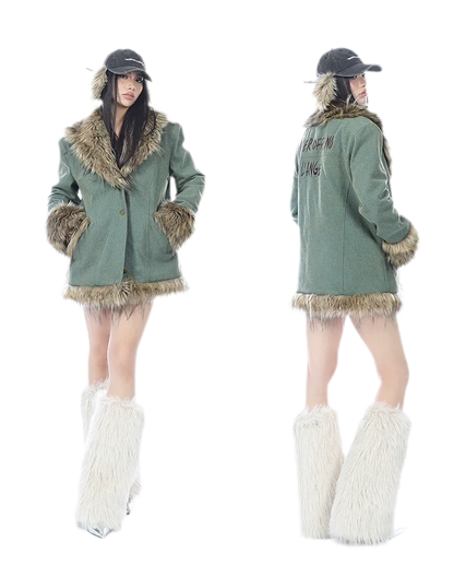 Distressed Faux Fur Cap