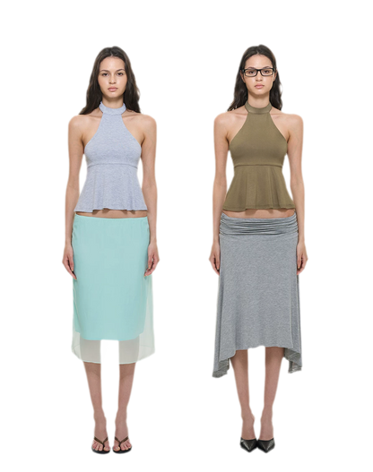 Modal Peplum Halter Top