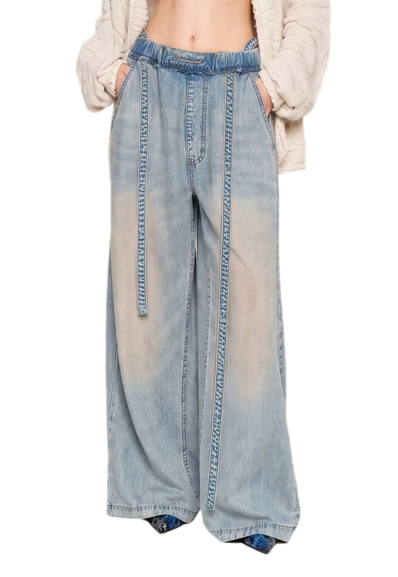 Washed Tencel Wide-Leg Pants
