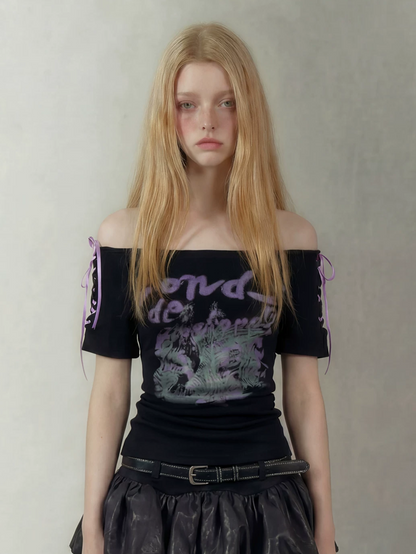 Graphic Tie Shoulder T-Shirt