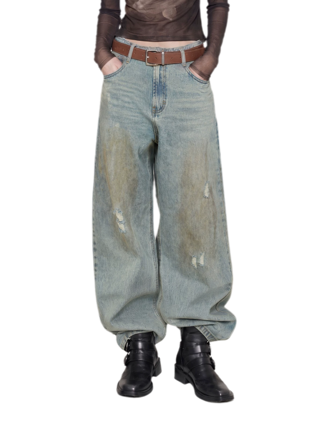 Vintage Washed Wide-Leg Jeans