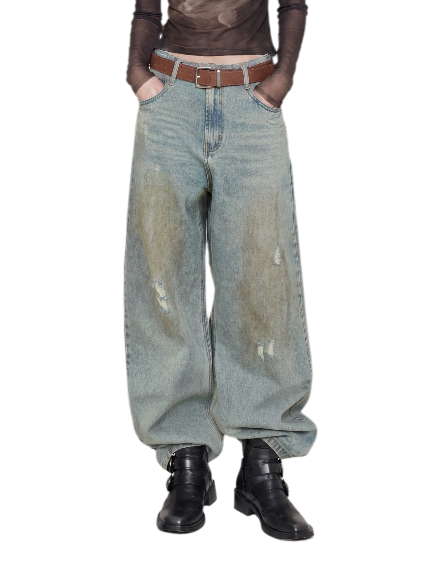 Vintage Washed Wide-Leg Jeans