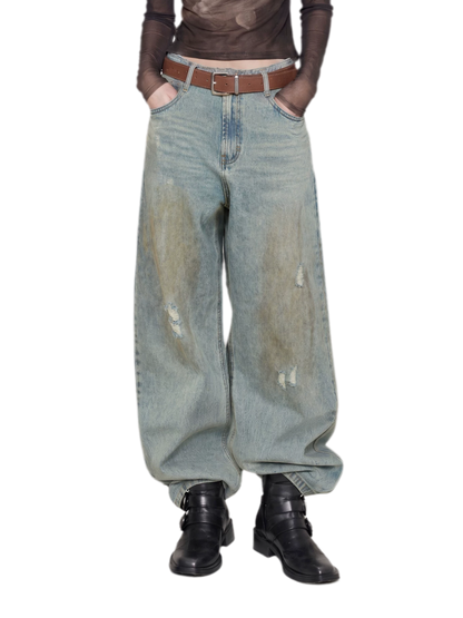Vintage Washed Wide-Leg Jeans