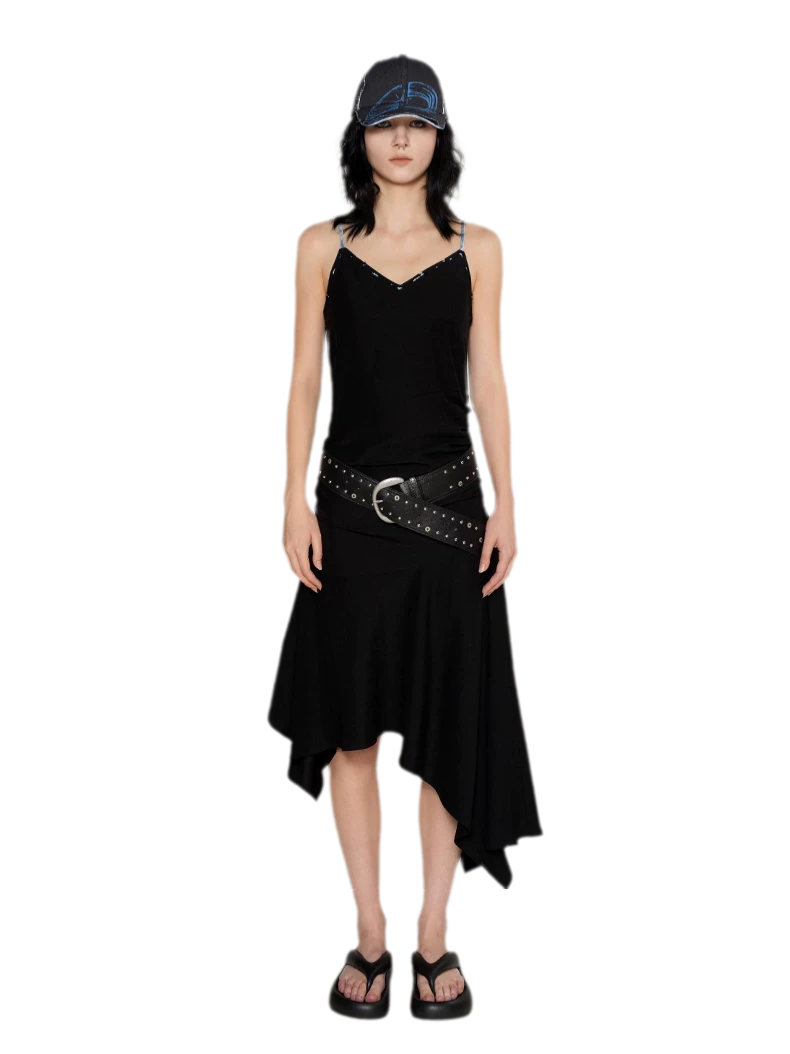 Acetate Asymmetric Slip Dress