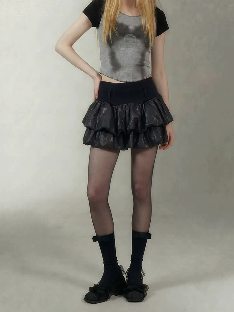 Layered Ruffle Gothic Mini Skirt