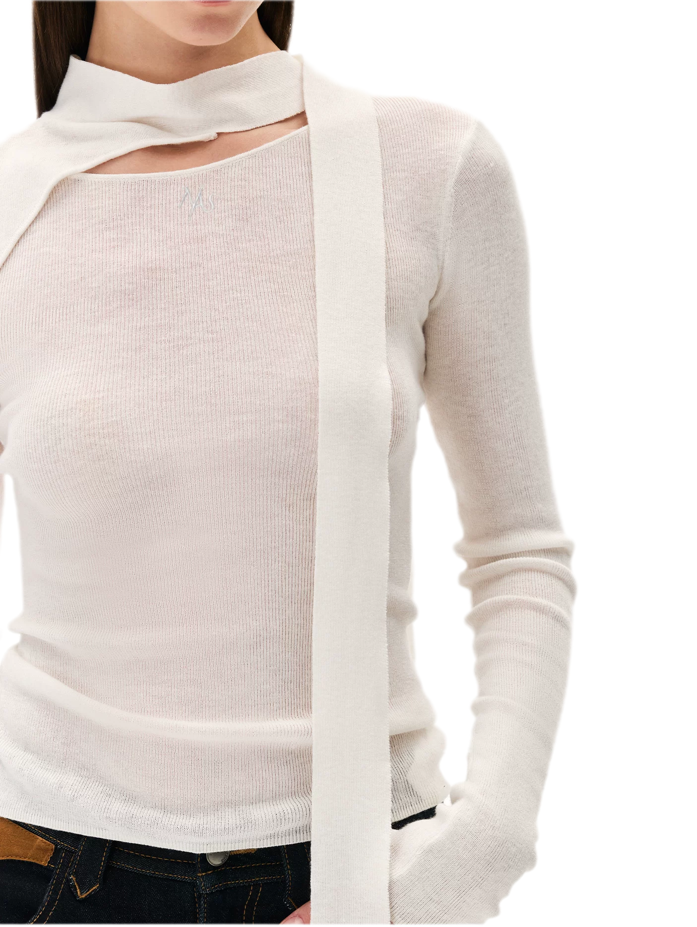 Cashmere Asymmetric Cutout Knit Top