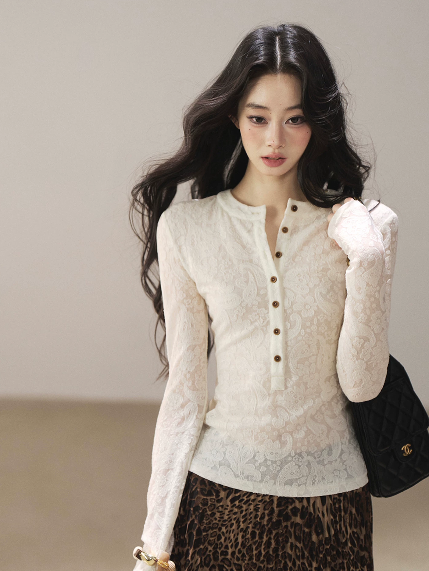 Paisley Jacquard Cropped Wool Top