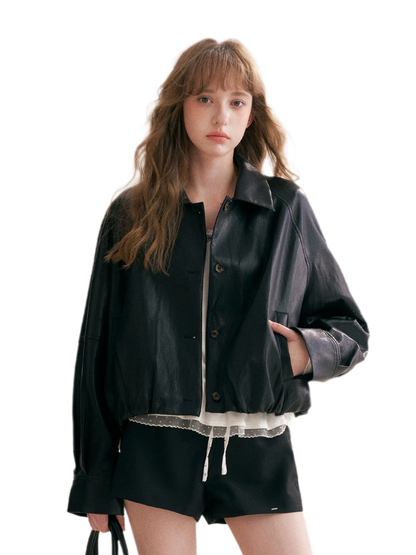 Matte Faux Leather Relaxed Jacket