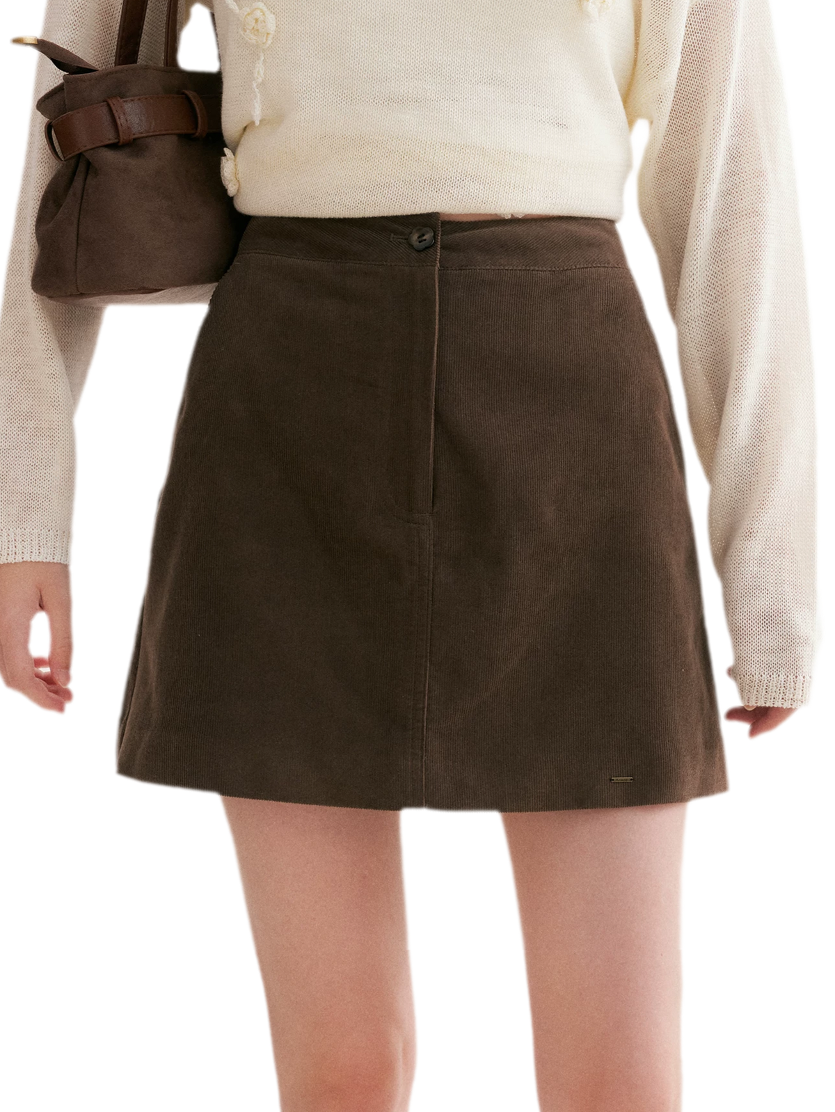 Corduroy High-Waisted A-Line Skirt