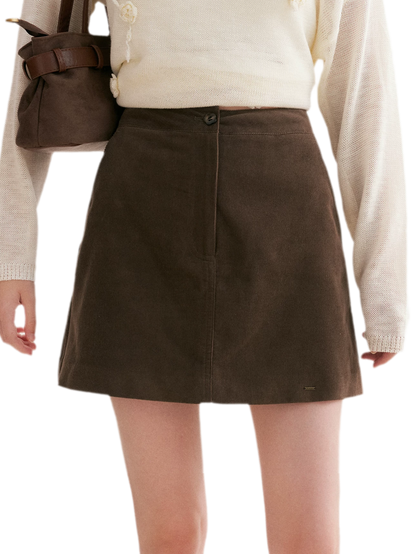 Corduroy High-Waisted A-Line Skirt
