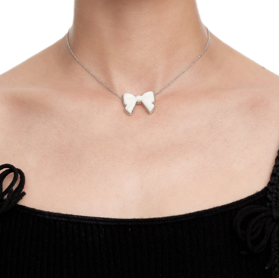 Ceramic Double-Sided Bow Necklace