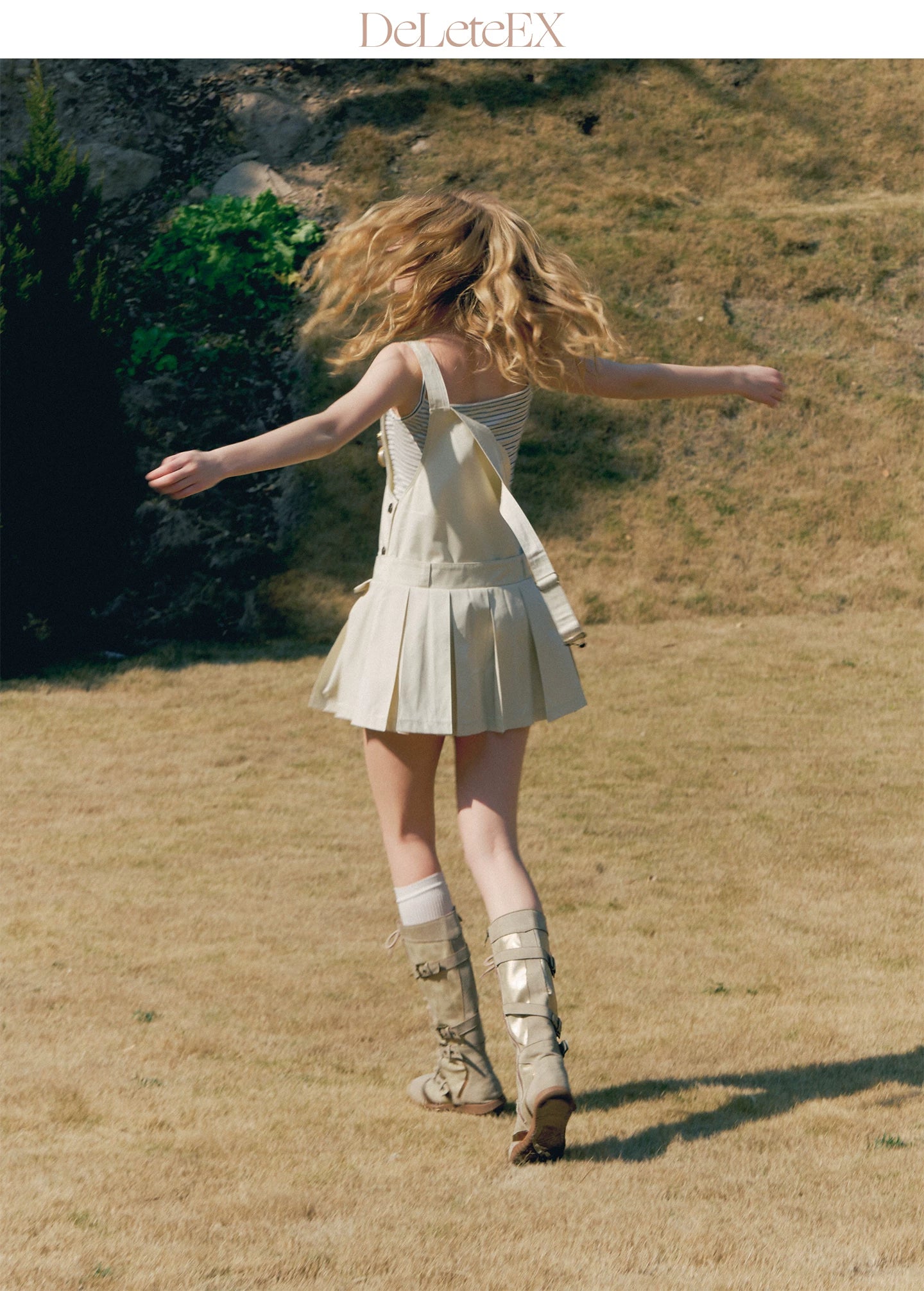 Pleated Suspender Dress