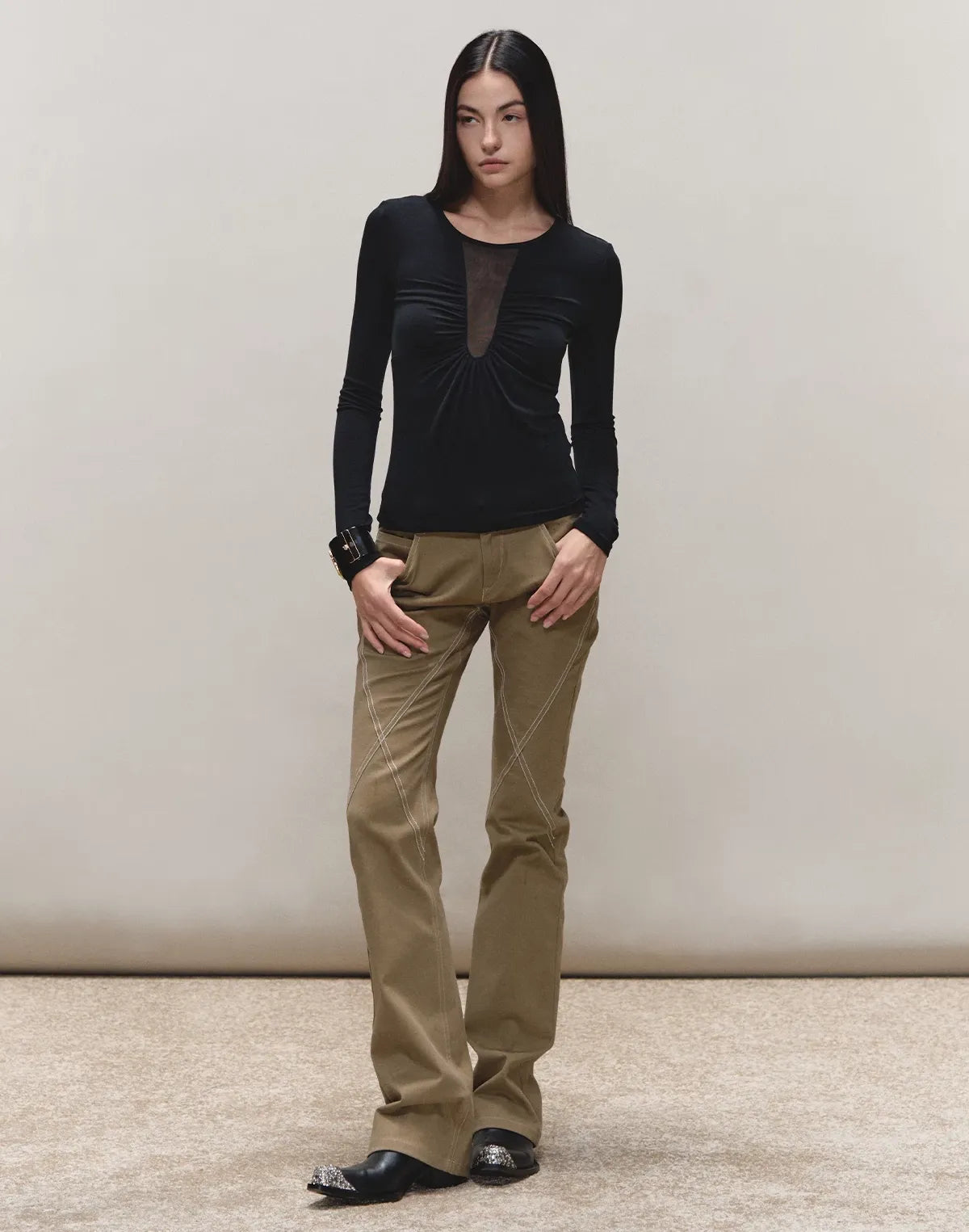 Vintage Distressed Khaki Slim Fit Casual Pants