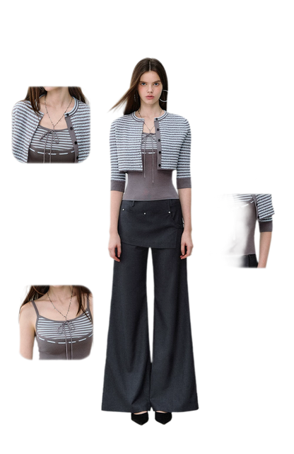 Textured Stripe Knit Set
