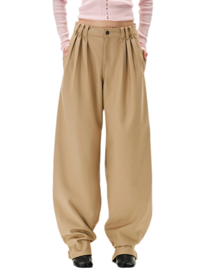 Matte Pleated Wide-Leg Trousers