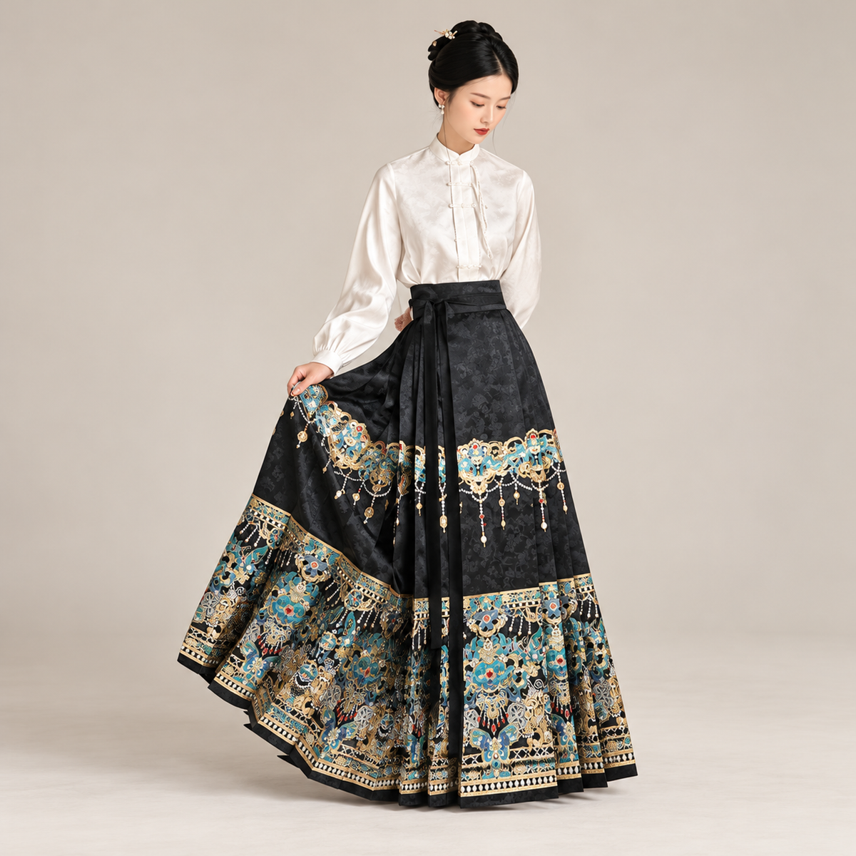 华烛点翠 Jade Candlelight Brocade Mamian Skirt