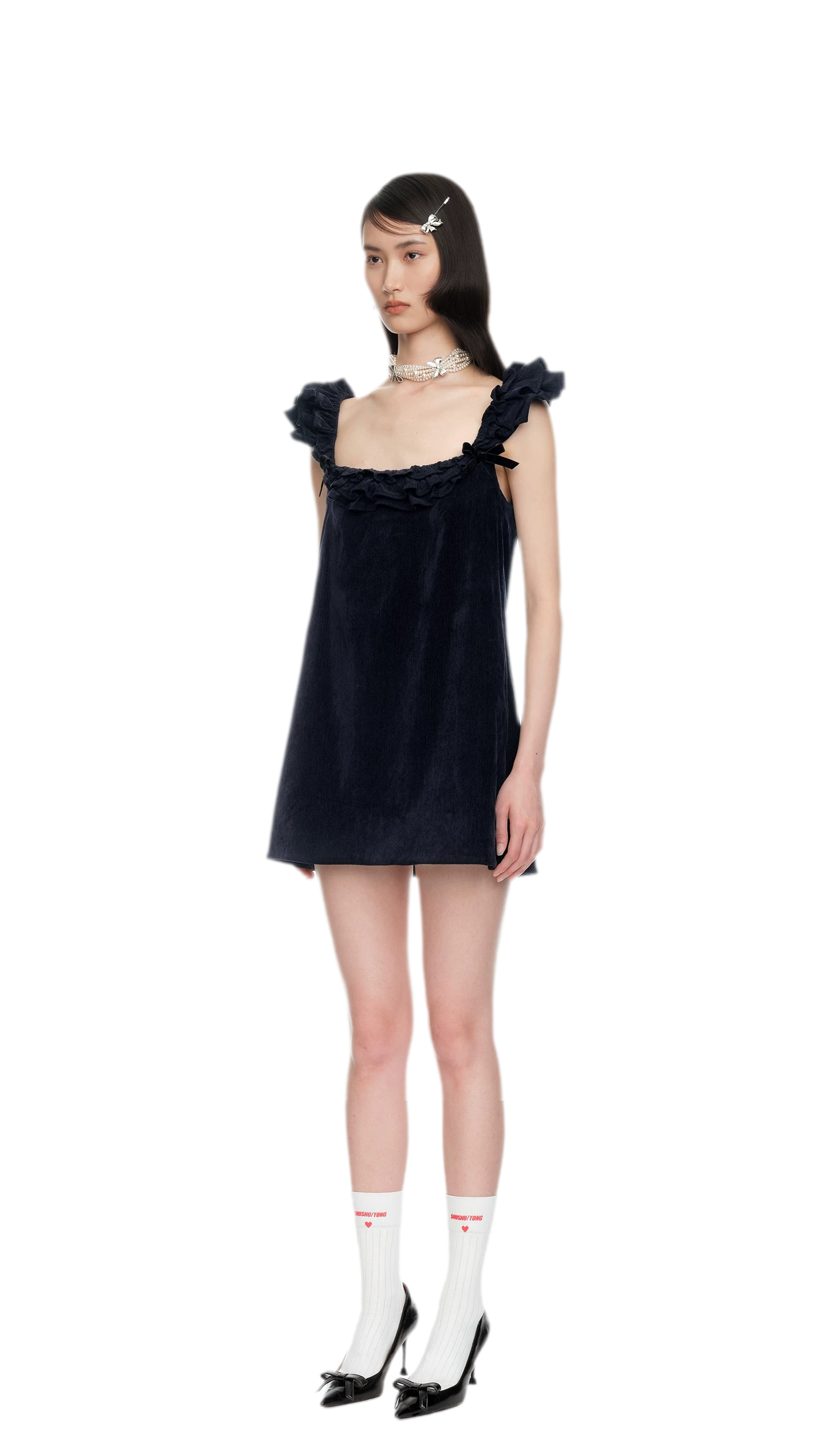 Ruffled Bow A-Line Mini Dress