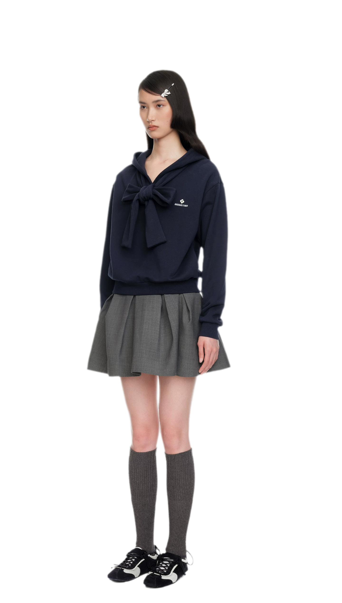 Bow Detail Cropped Hoodie