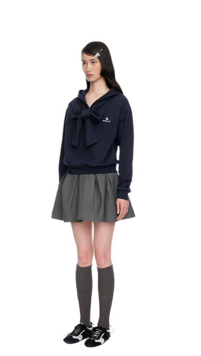 Bow Detail Cropped Hoodie