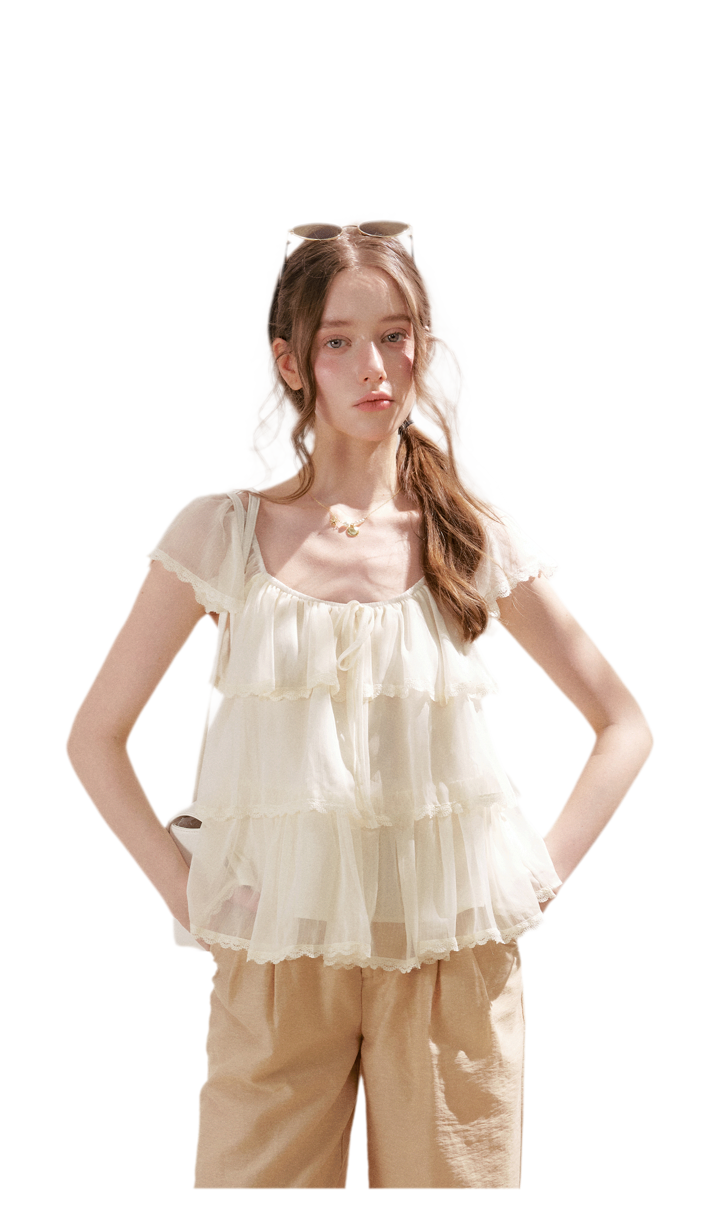 Tiered Ruffle Chiffon Blouse