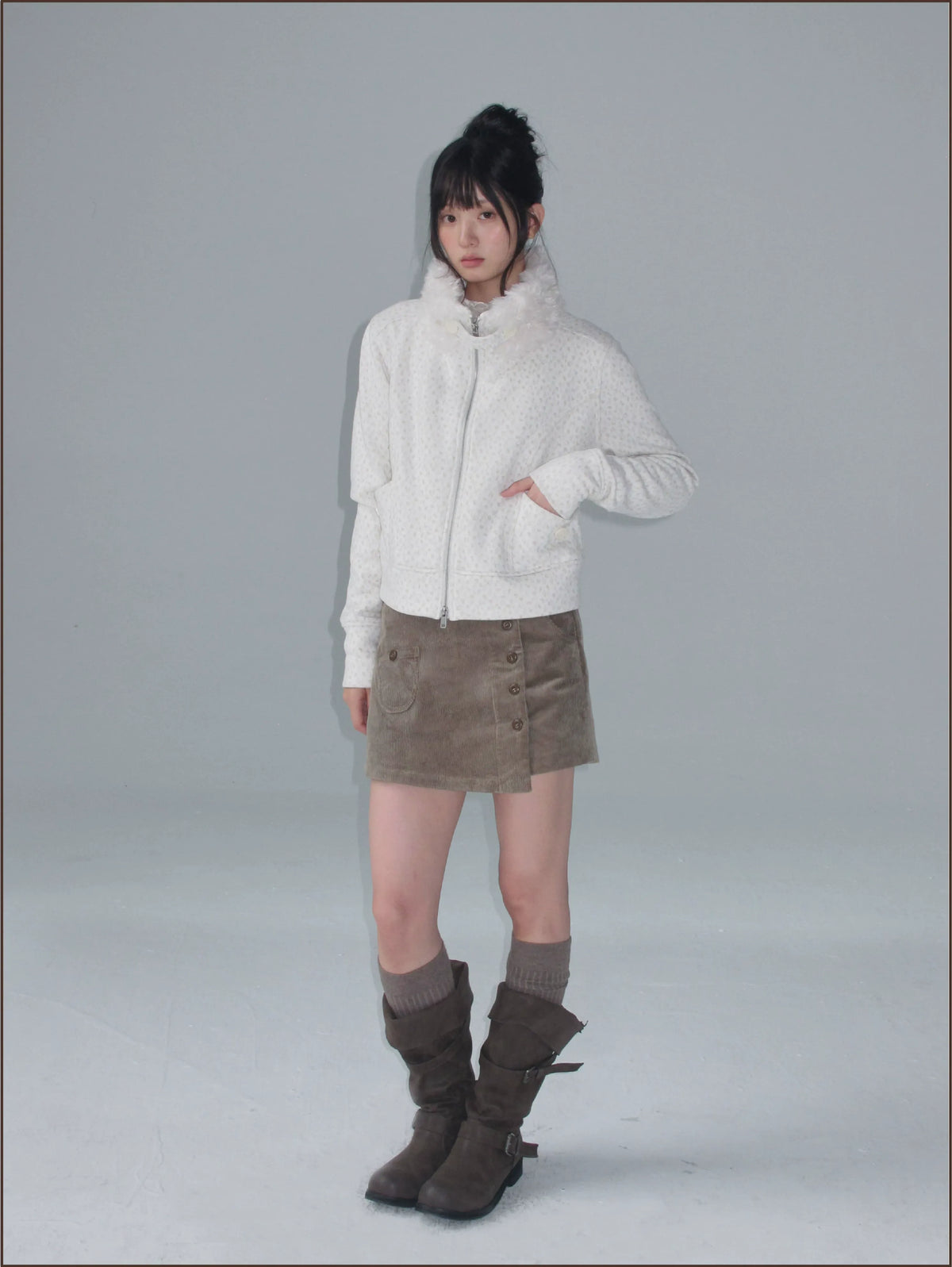 Brushed Jacquard Cropped Jacket