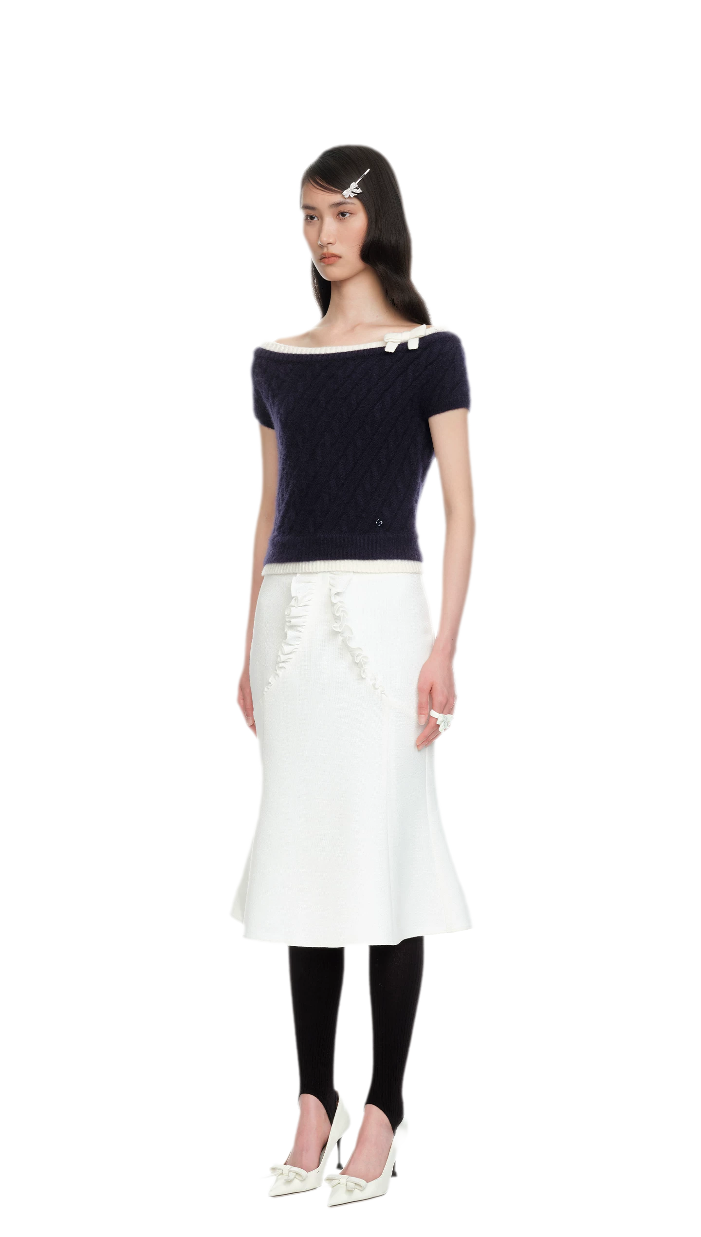 Cable Knit Off-Shoulder Top