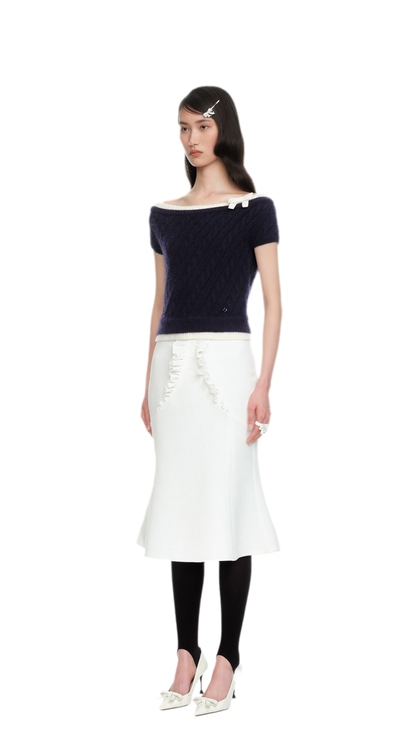 Cable Knit Off-Shoulder Top