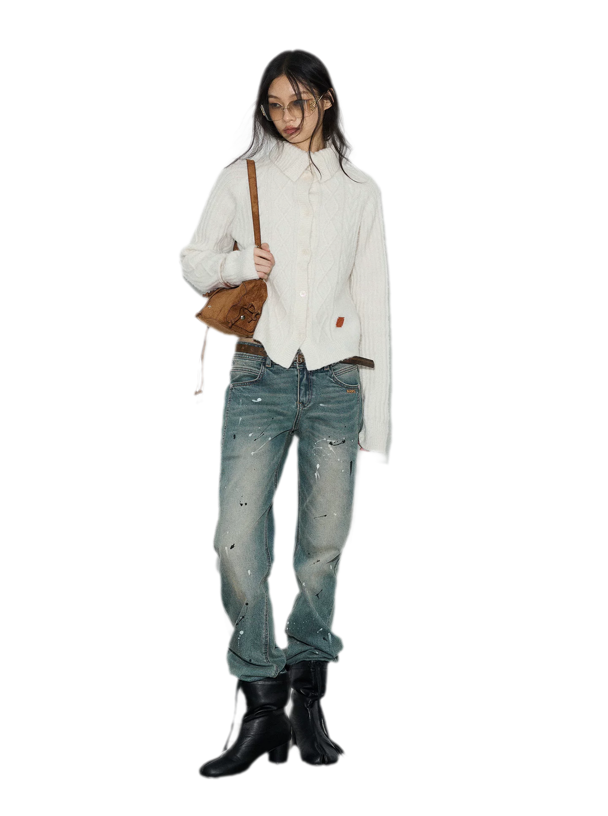 Taillierter Cardigan aus Zopfmusterstrick