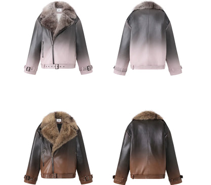 Gradient Tie-Dye Biker Jacket