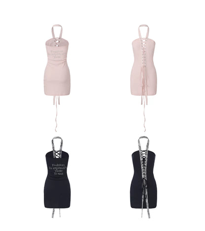 Halter Neck Reversible Lace Dress