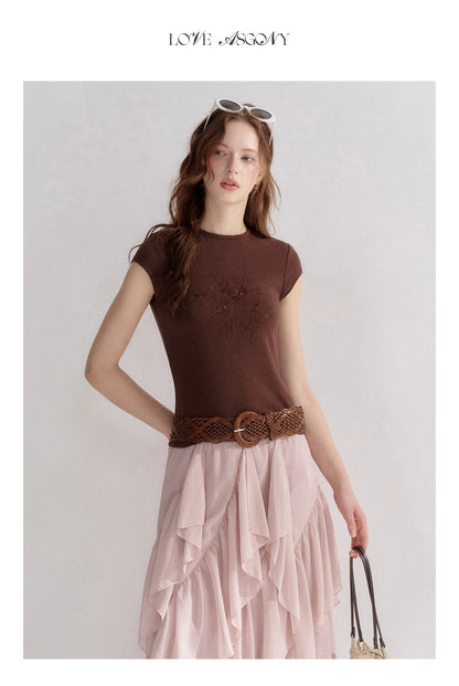 Embroidered Slim Fit Round Neck T-shirt