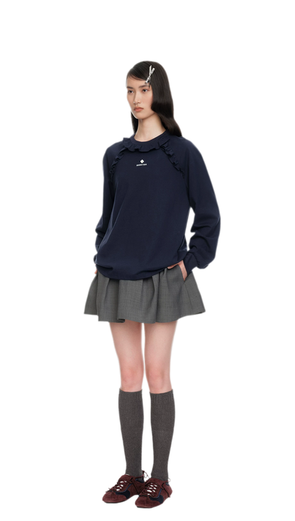 Ruffled Relaxed Cotton Long-Sleeve Tee