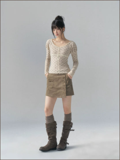 Floral Trim Fitted Top