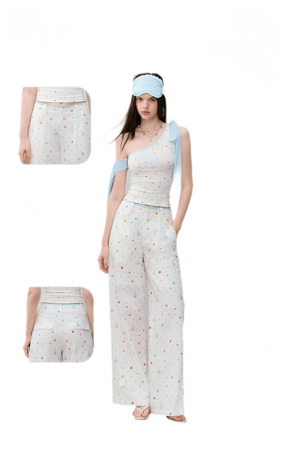 Printed Wide-Leg Pants