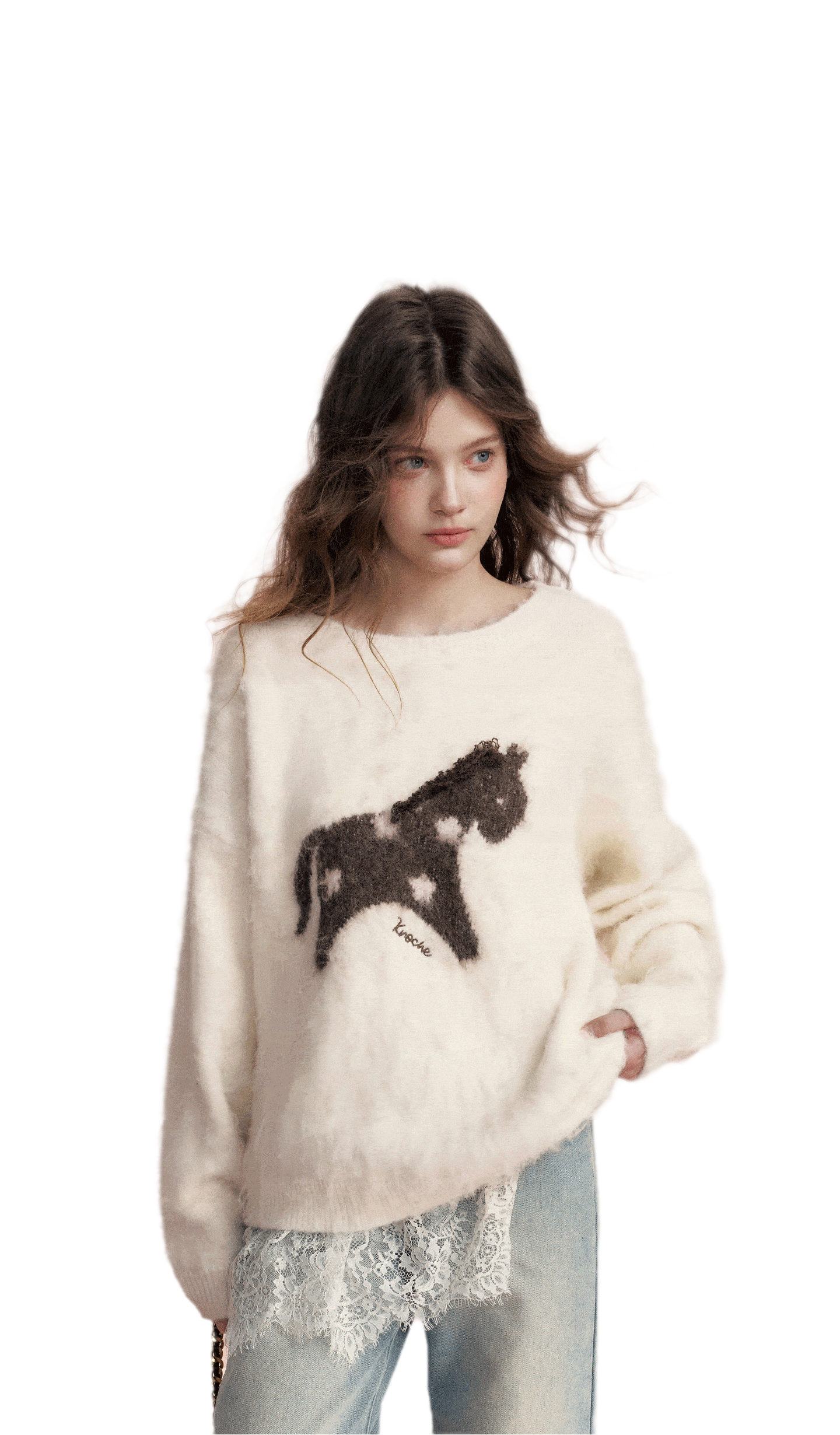 Brushed Horse Jacquard Sweater