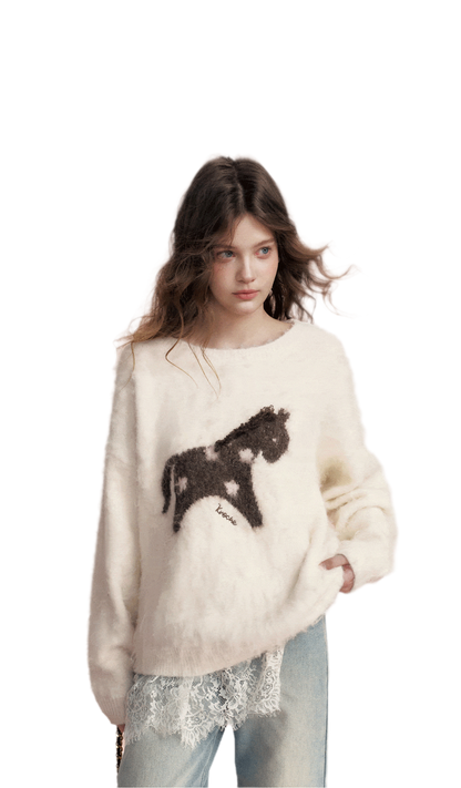 Brushed Horse Jacquard Sweater