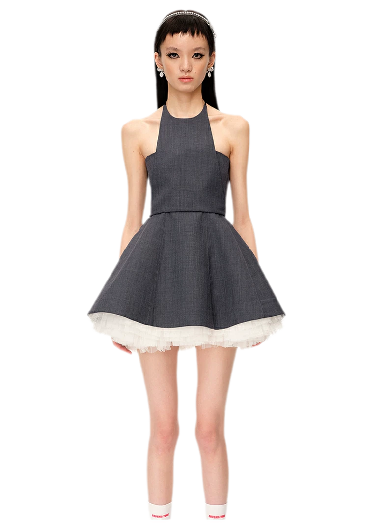 Structured Tulle A-Line Dress