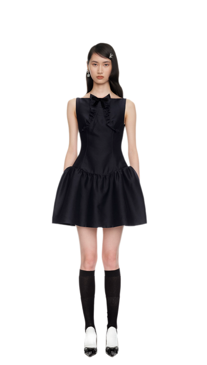 Ruffle Bowknot Mini Dress