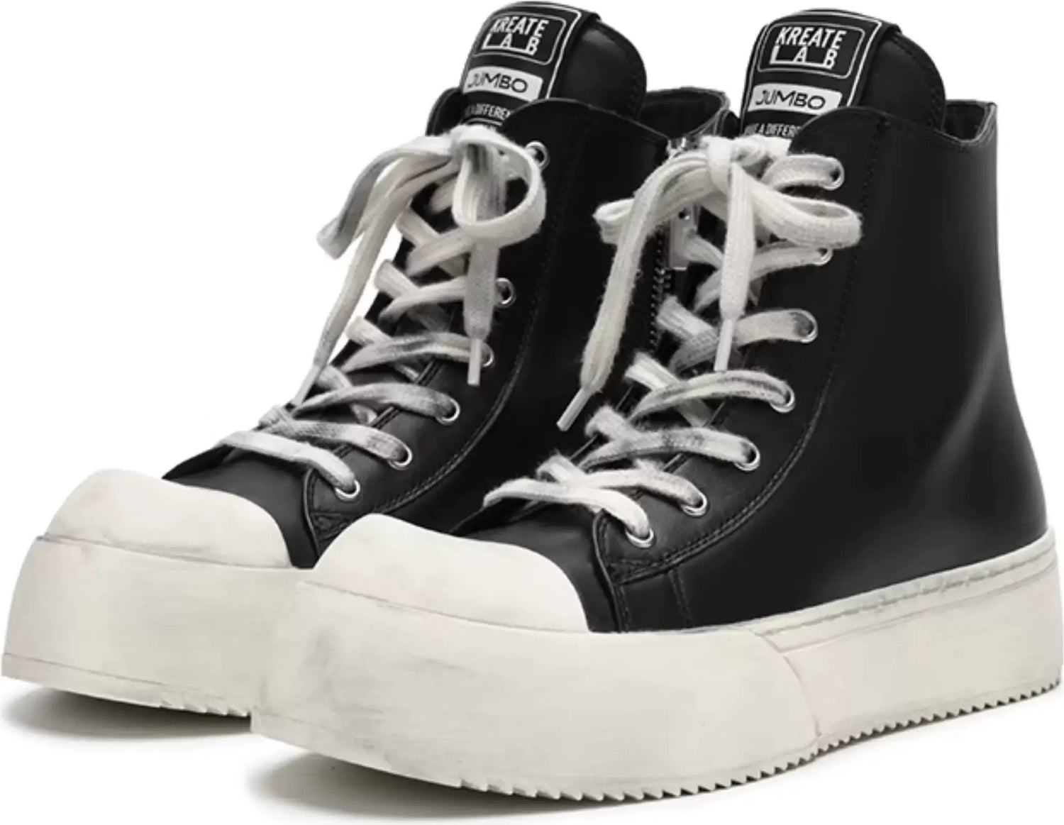 Distressed Leather High-Top Sneakers