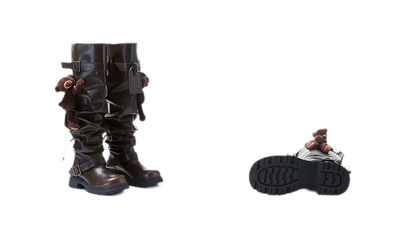 Schlaffe knielange Lederstiefel