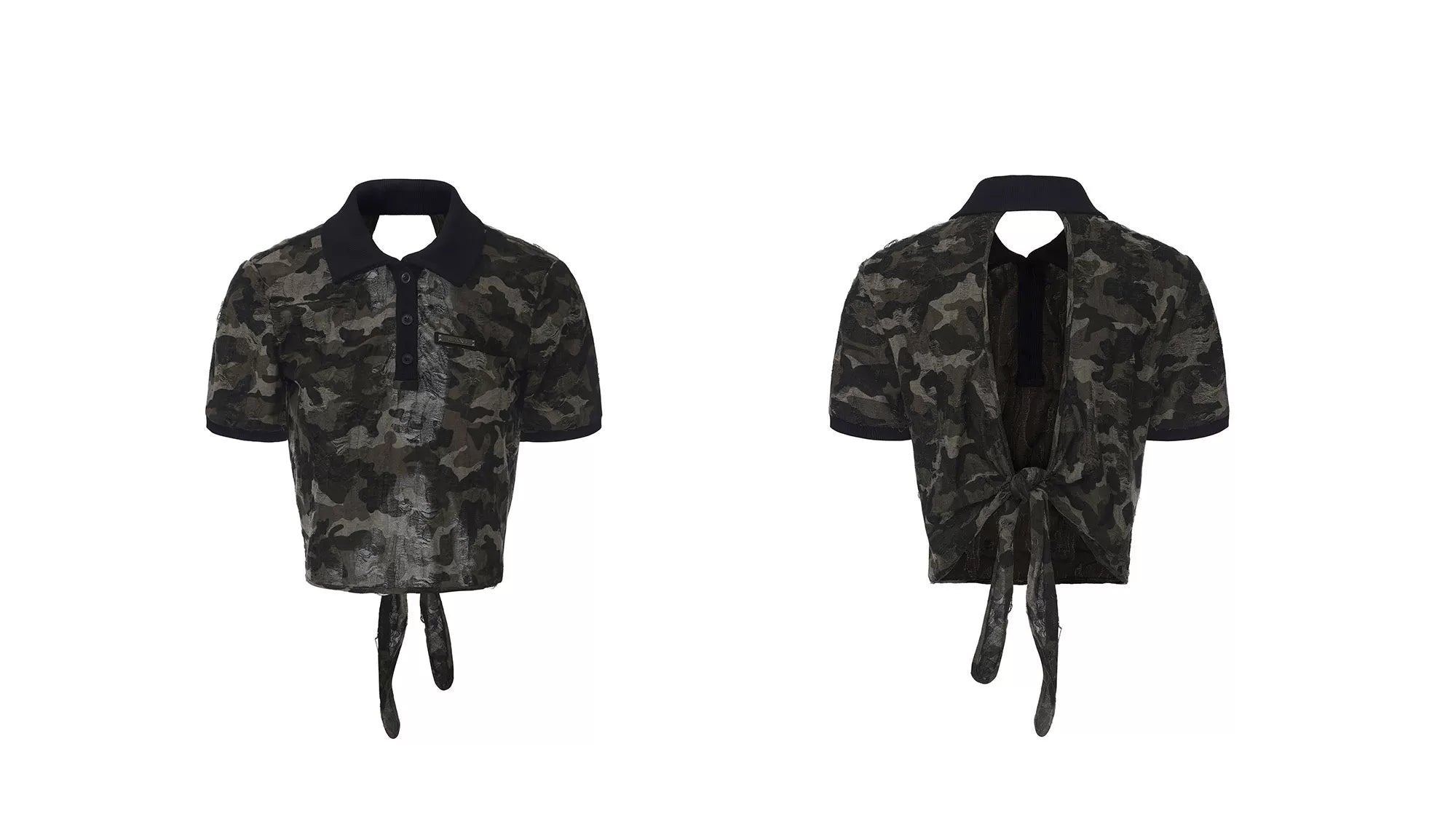 Lightweight Camouflage Polo with Back Tie Detail