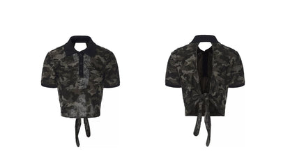 Lightweight Camouflage Polo with Back Tie Detail