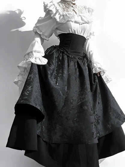 Victorian Ruffle Blouse Skirt Set