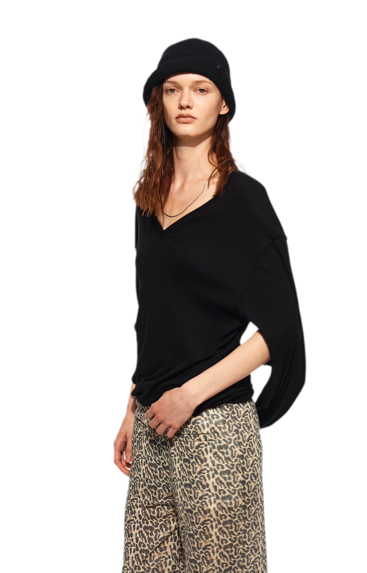 V-Neck Off-Shoulder Tee