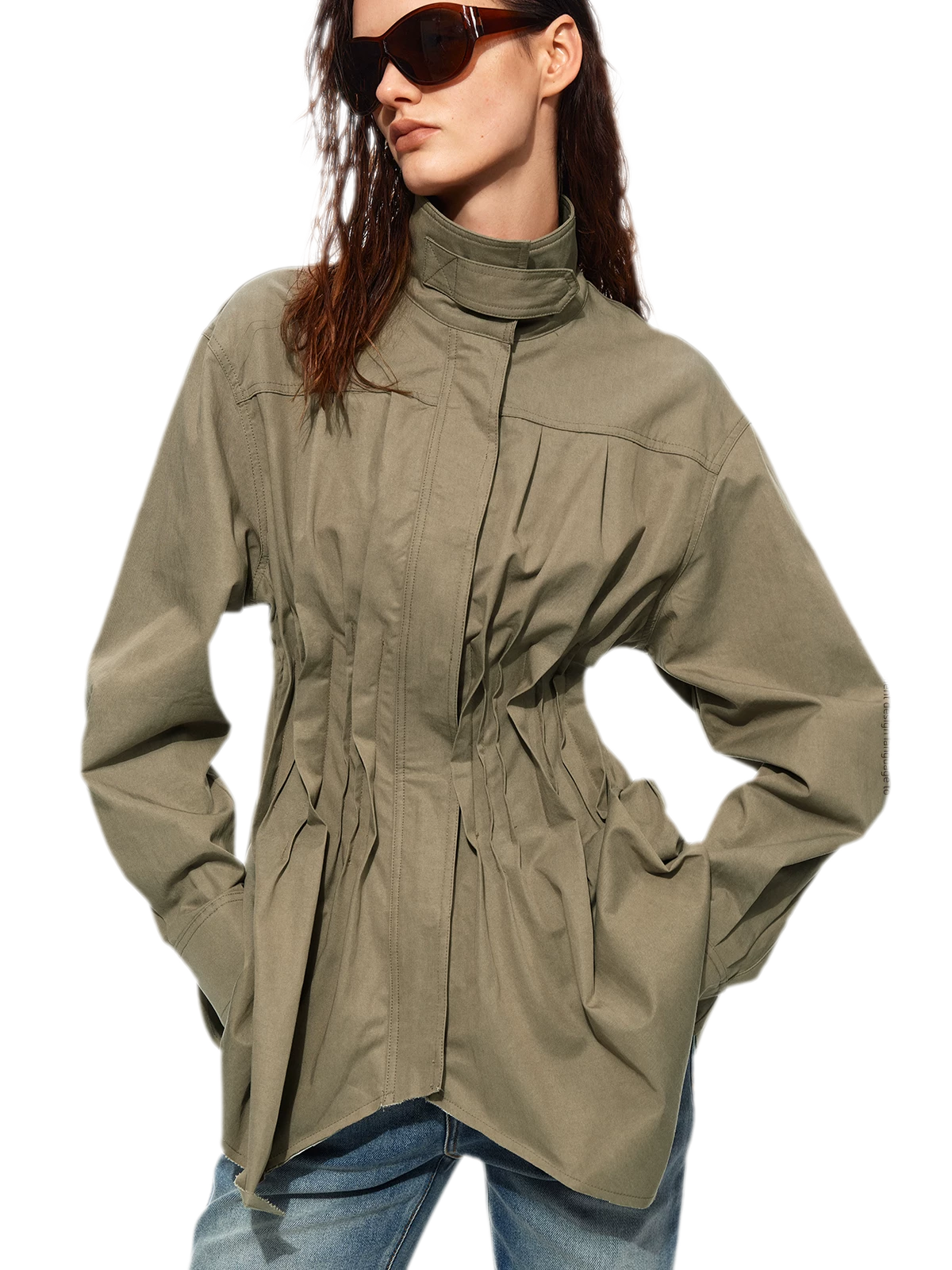 Pleated Fitted Utility Jacket